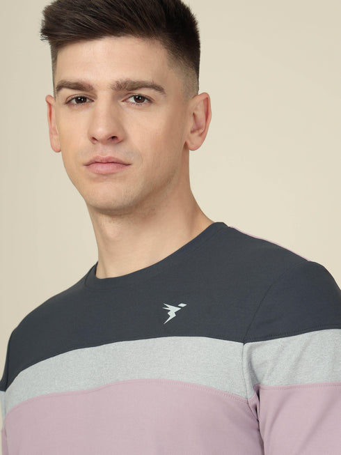 Men Colorblock Slim Fit Crew Neck T-shirt with MATPIQ