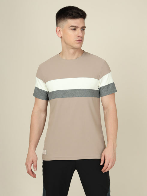 Men Colorblock Slim Fit Crew Neck T-shirt with MATPIQ