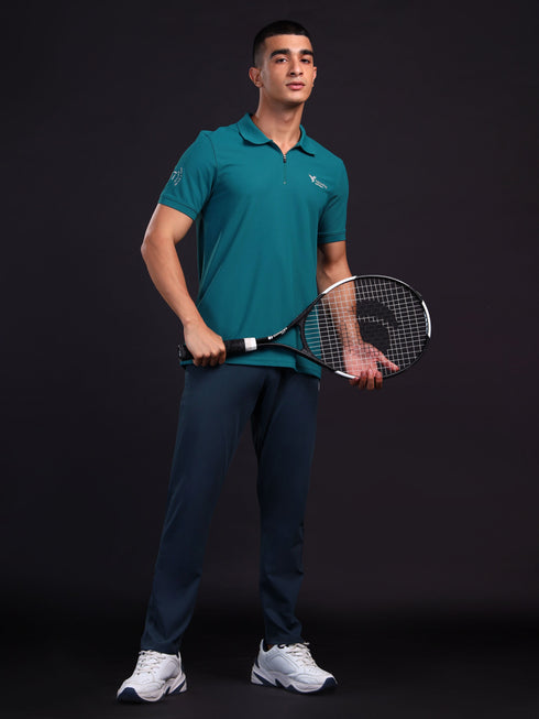 Men Solid Slim Fit Polo T-shirt with MATPIQ