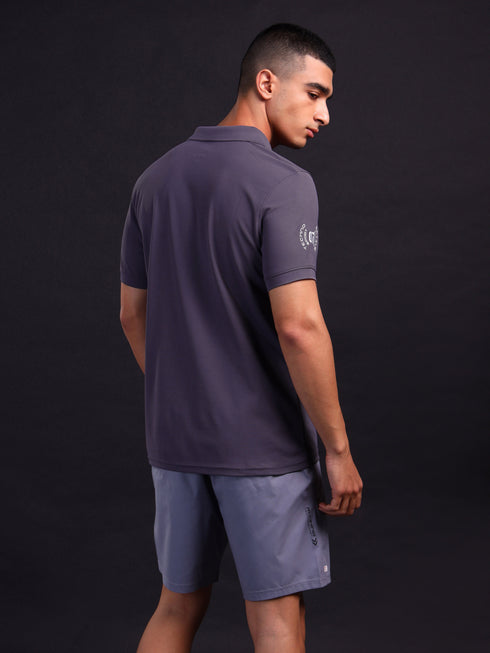 Men Solid Slim Fit Polo T-shirt with MATPIQ