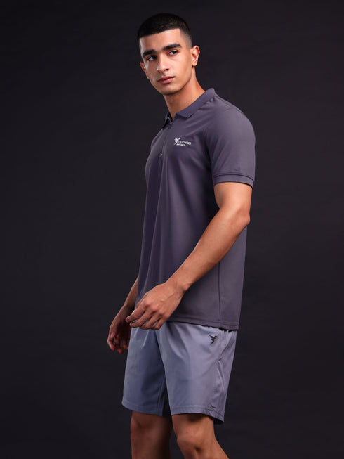 Men Solid Slim Fit Polo T-shirt with MATPIQ