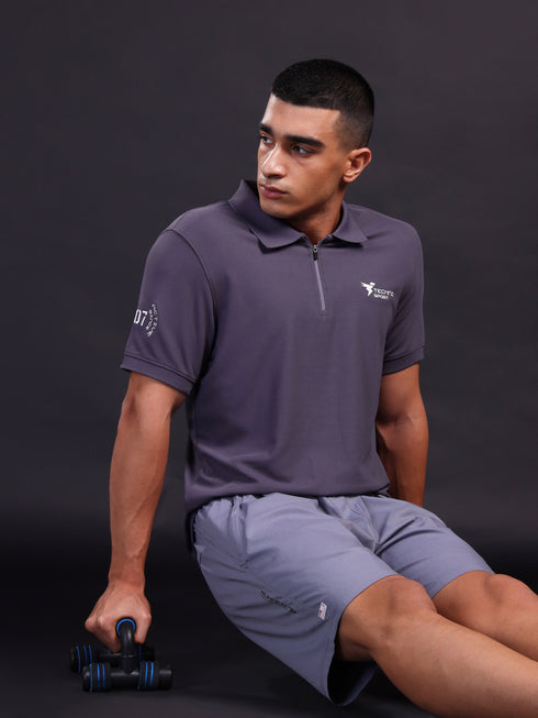Men Solid Slim Fit Polo T-shirt with MATPIQ