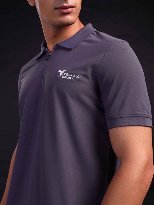 Men Solid Slim Fit Polo T-shirt with MATPIQ