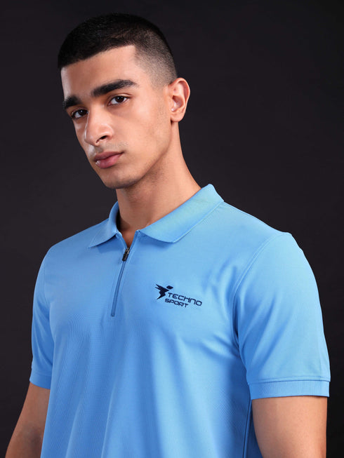 Men Solid Slim Fit Polo T-shirt with MATPIQ
