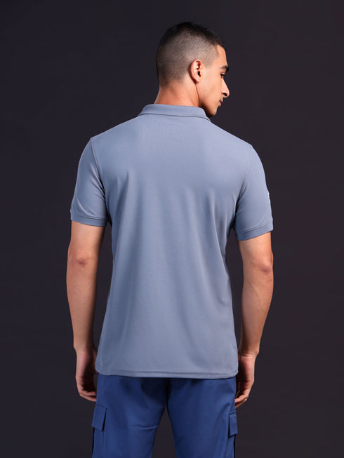 Men Solid Slim Fit Polo T-shirt with MATPIQ