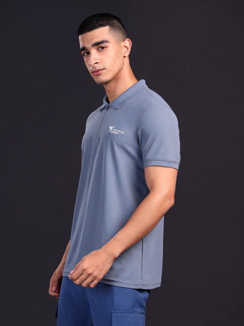 Men Solid Slim Fit Polo T-shirt with MATPIQ