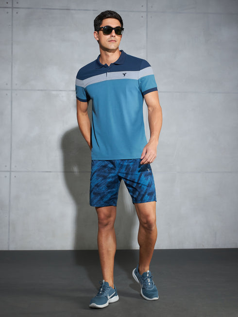Men Colorblock Slim Fit Polo T-shirt with MATPIQ