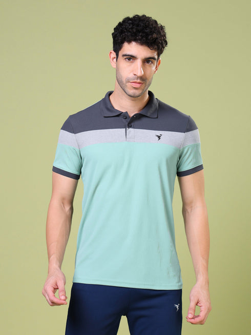 Men Colorblock Slim Fit Polo T-shirt with MATPIQ