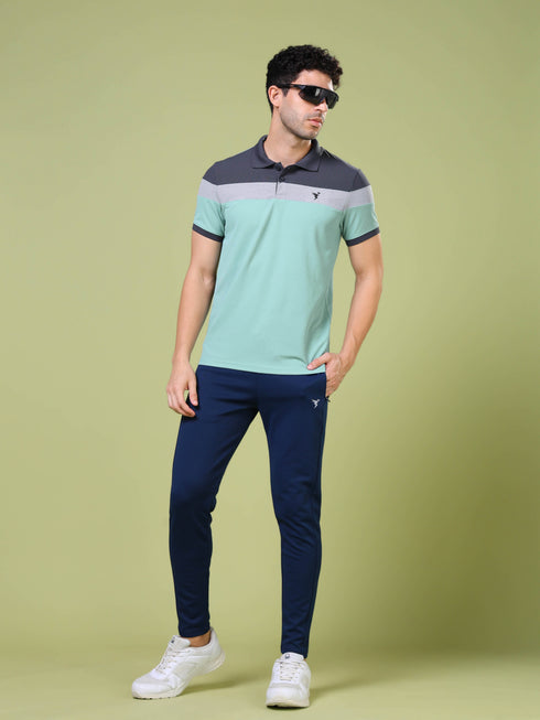 Men Colorblock Slim Fit Polo T-shirt with MATPIQ