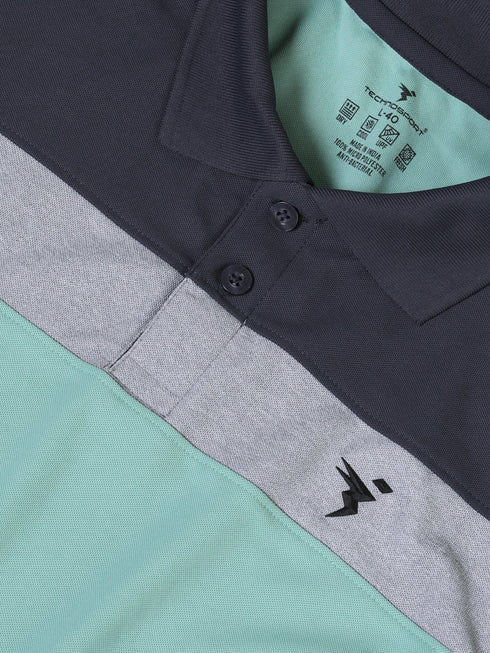 Men Colorblock Slim Fit Polo T-shirt with MATPIQ