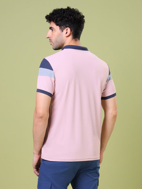Men Colorblock Slim Fit Polo T-shirt with MATPIQ