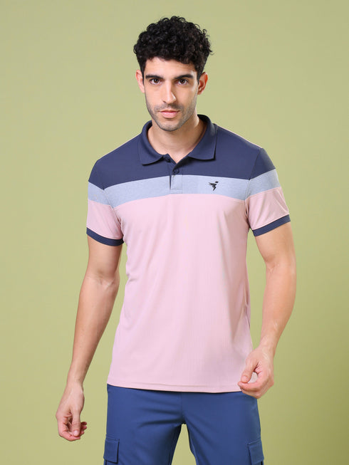 Men Colorblock Slim Fit Polo T-shirt with MATPIQ
