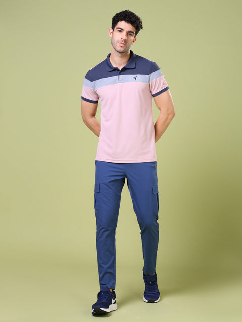 Men Colorblock Slim Fit Polo T-shirt with MATPIQ