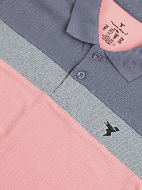 Men Colorblock Slim Fit Polo T-shirt with MATPIQ