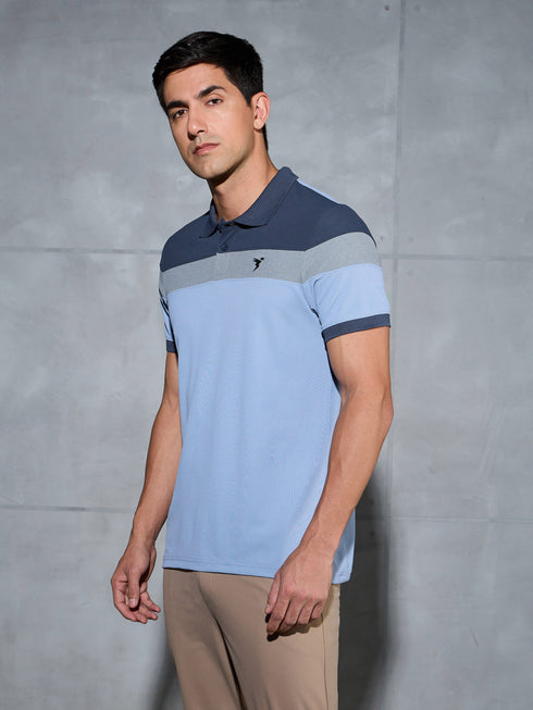 Men Colorblock Slim Fit Polo T-shirt with MATPIQ