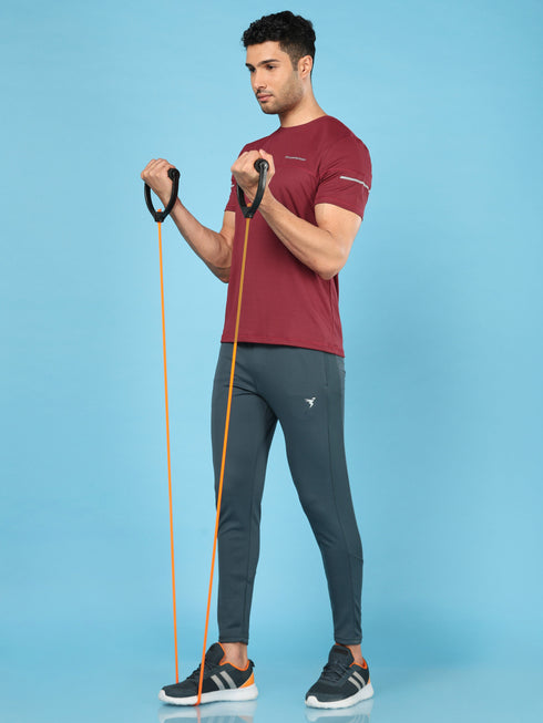 Men Solid Slim Fit Crew Neck T-shirt with DOUBLE COOL