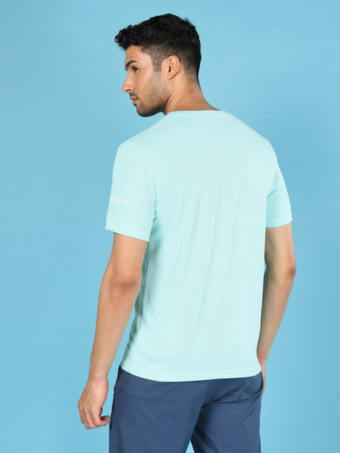 Men Solid Slim Fit Crew Neck T-shirt with DOUBLE COOL