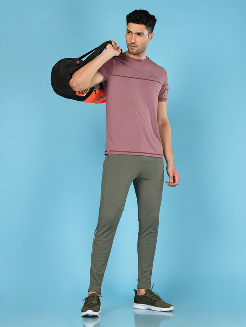 Men Solid Slim Fit Crew Neck T-shirt with DOUBLE COOL