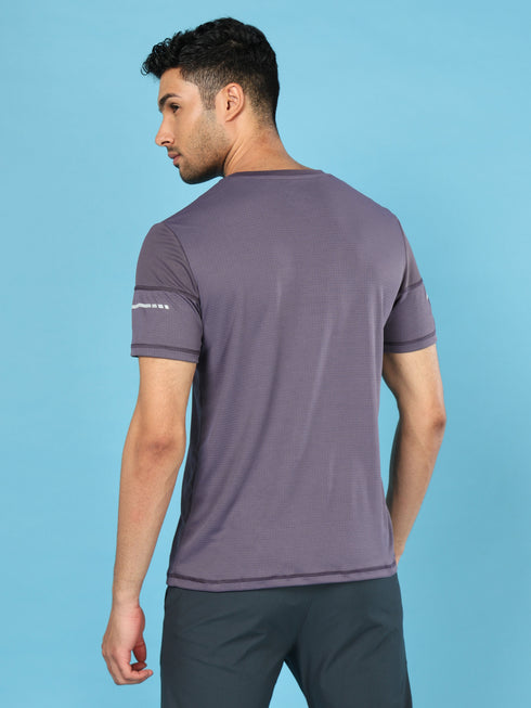 Men Solid Slim Fit Crew Neck T-shirt with DOUBLE COOL