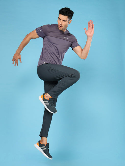 Men Solid Slim Fit Crew Neck T-shirt with DOUBLE COOL