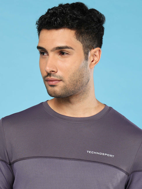 Men Solid Slim Fit Crew Neck T-shirt with DOUBLE COOL
