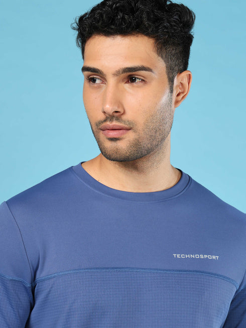 Men Solid Slim Fit Crew Neck T-shirt with DOUBLE COOL