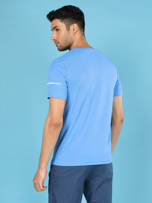 Men Solid Slim Fit Crew Neck T-shirt with DOUBLE COOL