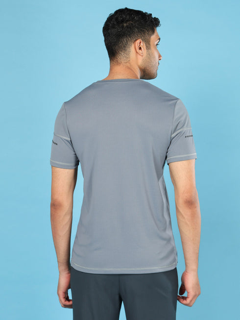 Men Solid Slim Fit Crew Neck T-shirt with DOUBLE COOL