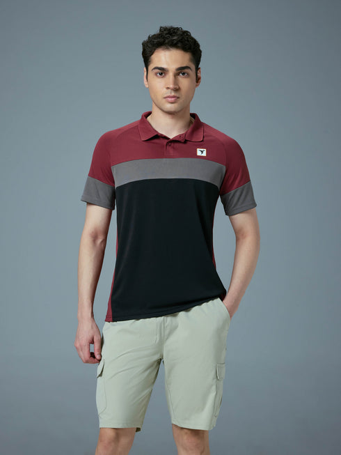 Men Colorblock Slim Fit Polo T-shirt with TECHNO COOL+