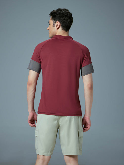 Men Colorblock Slim Fit Polo T-shirt with TECHNO COOL+