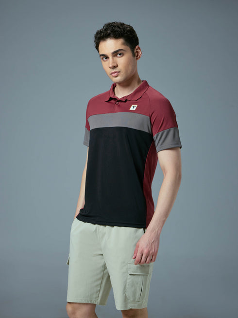 Men Colorblock Slim Fit Polo T-shirt with TECHNO COOL+