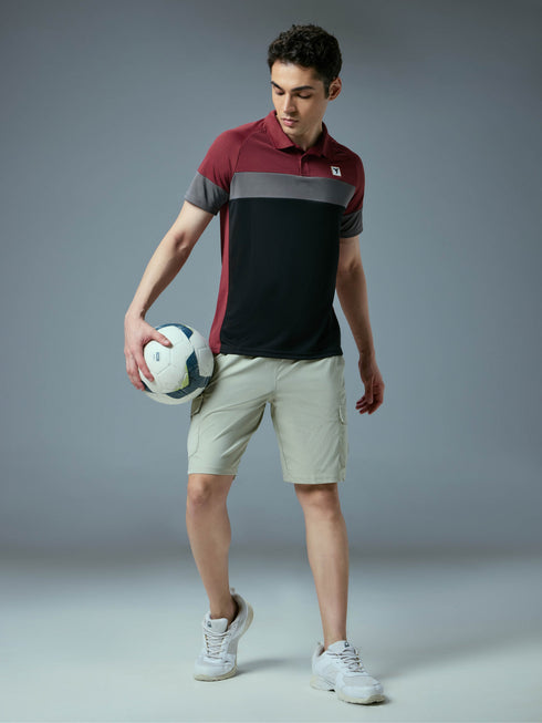 Men Colorblock Slim Fit Polo T-shirt with TECHNO COOL+
