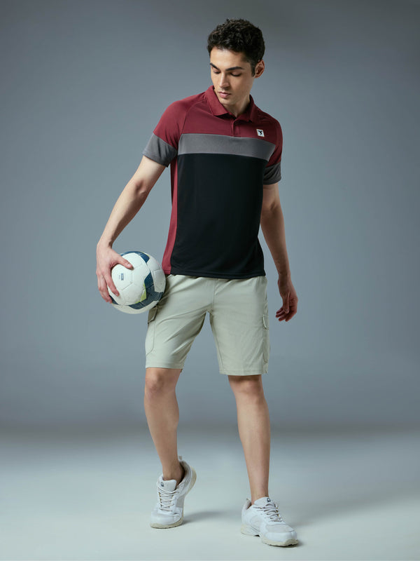 Men Colorblock Slim Fit Polo T-shirt with TECHNO COOL+