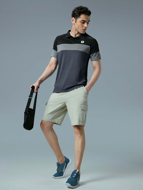 Men Colorblock Slim Fit Polo T-shirt with TECHNO COOL+