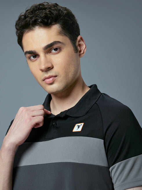Men Colorblock Slim Fit Polo T-shirt with TECHNO COOL+