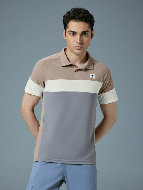 Men Colorblock Slim Fit Polo T-shirt with TECHNO COOL+