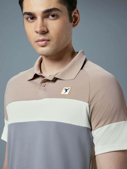 Men Colorblock Slim Fit Polo T-shirt with TECHNO COOL+