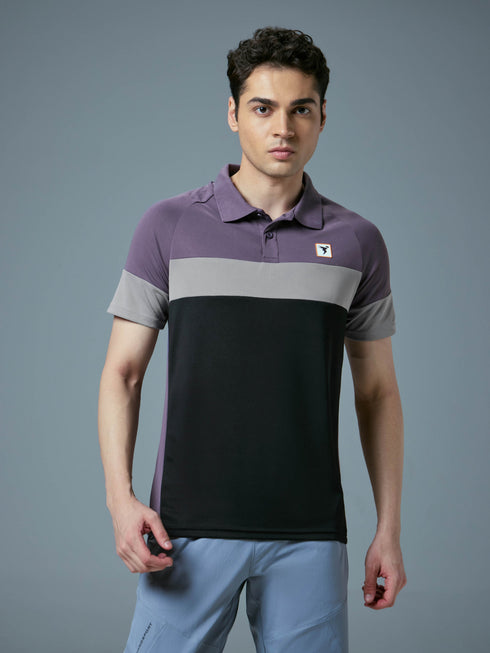 Men Colorblock Slim Fit Polo T-shirt with TECHNO COOL+