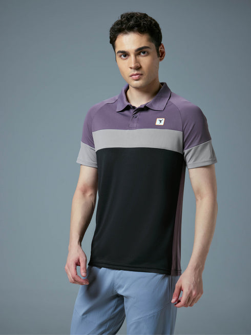 Men Colorblock Slim Fit Polo T-shirt with TECHNO COOL+