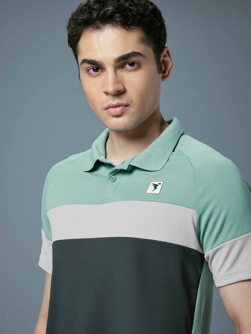 Men Colorblock Slim Fit Polo T-shirt with TECHNO COOL+