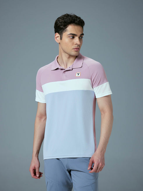 Men Colorblock Slim Fit Polo T-shirt with TECHNO COOL+