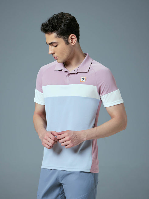 Men Colorblock Slim Fit Polo T-shirt with TECHNO COOL+