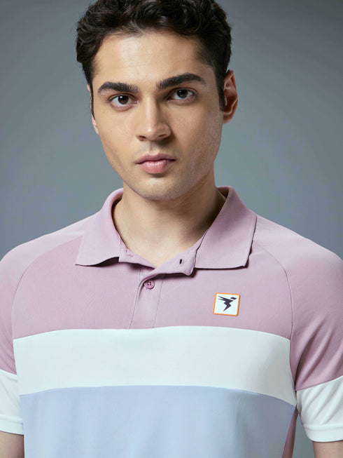 Men Colorblock Slim Fit Polo T-shirt with TECHNO COOL+