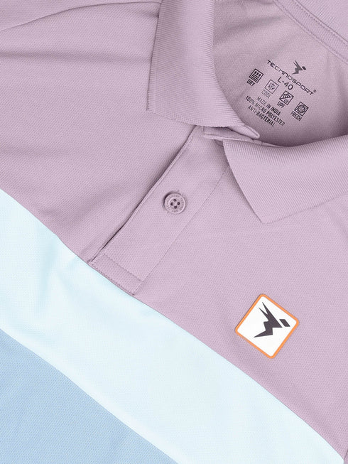 Men Colorblock Slim Fit Polo T-shirt with TECHNO COOL+