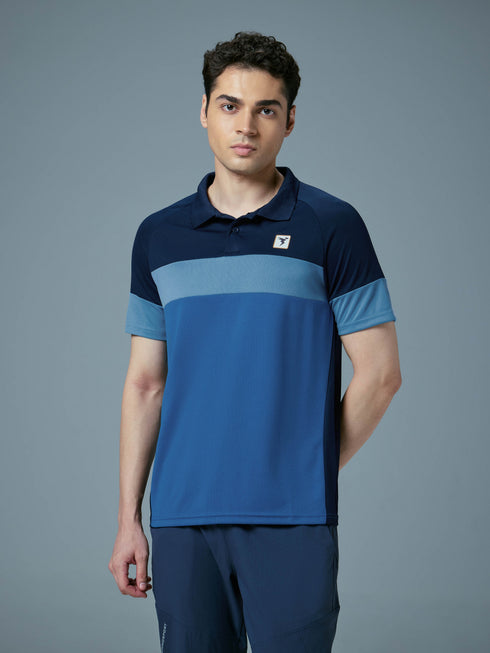 Men Colorblock Slim Fit Polo T-shirt with TECHNO COOL+