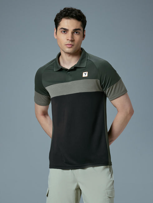 Men Colorblock Slim Fit Polo T-shirt with TECHNO COOL+
