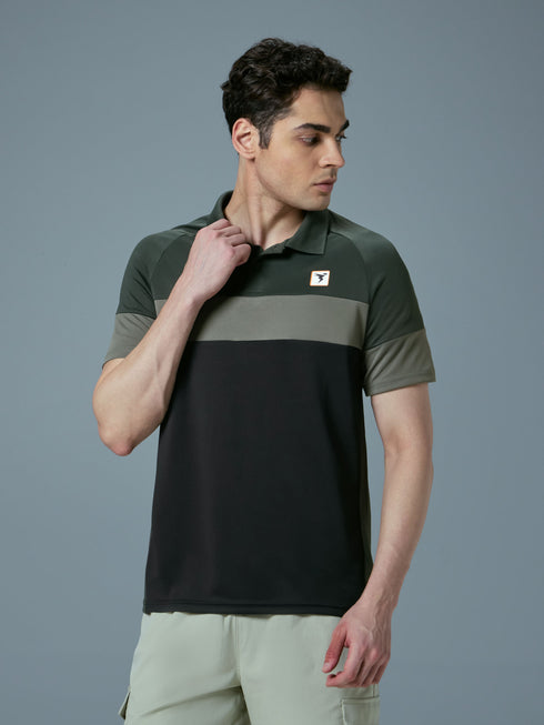 Men Colorblock Slim Fit Polo T-shirt with TECHNO COOL+