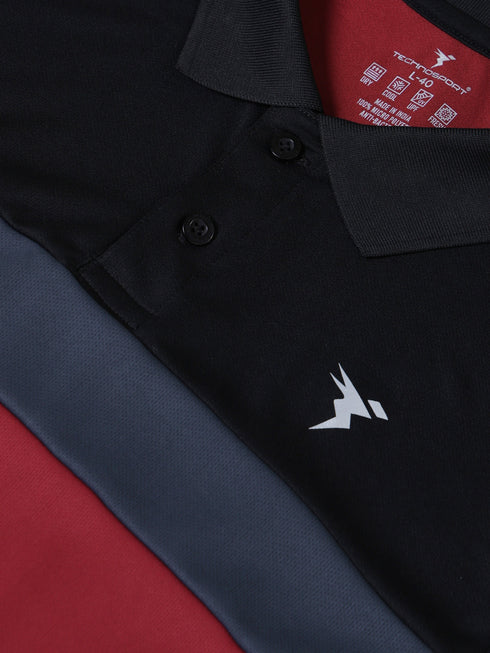 Men Solid Slim Fit Polo T-shirt with TECHNOCOOL+
