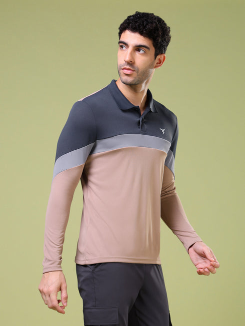Men Solid Slim Fit Polo T-shirt with TECHNOCOOL+