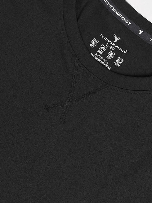 Men Solid Slim Fit Round Neck Sports T-shirt with COTFLEX